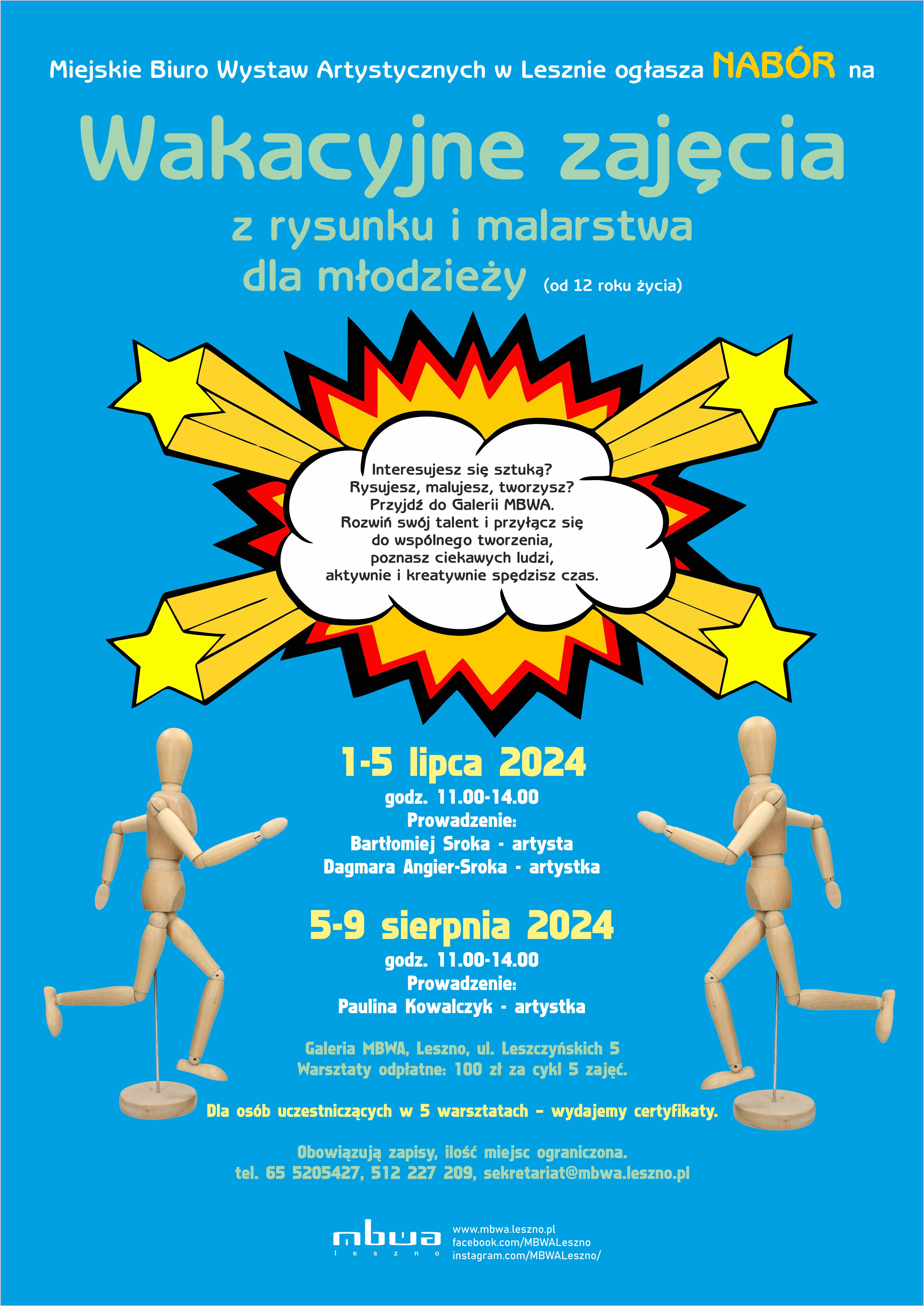 Wakacyjne zajecia nabor plakat MBWA 2024
